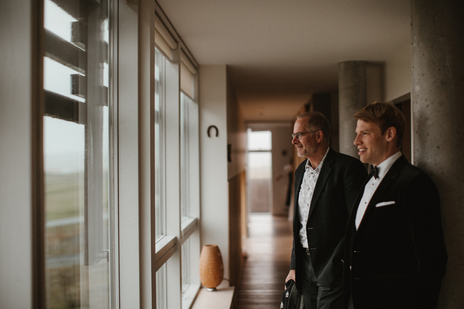 Father and Groom sharing a moment together before Iceland Wedding 